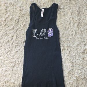 Chic Black Graphic Tank Top